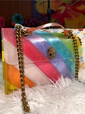 Kurt Geiger • Kensington Transparent Glitter Rainbow Jelly Bag